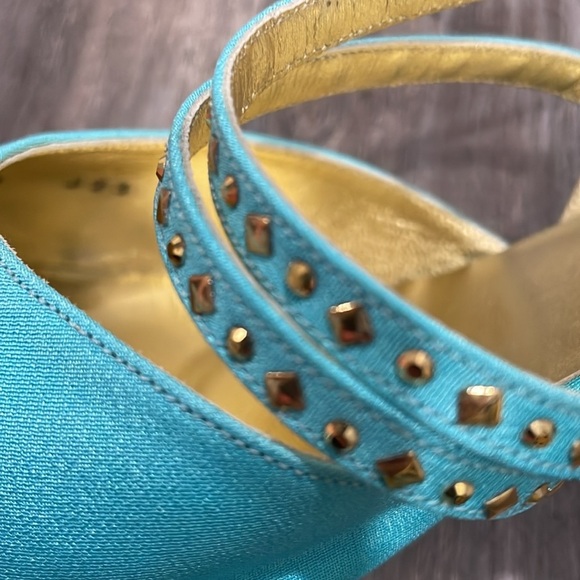 ST. JOHN Aqua Slingback rhinestone heels Made In Italy size 9 “something blue” - Picture 9 of 9